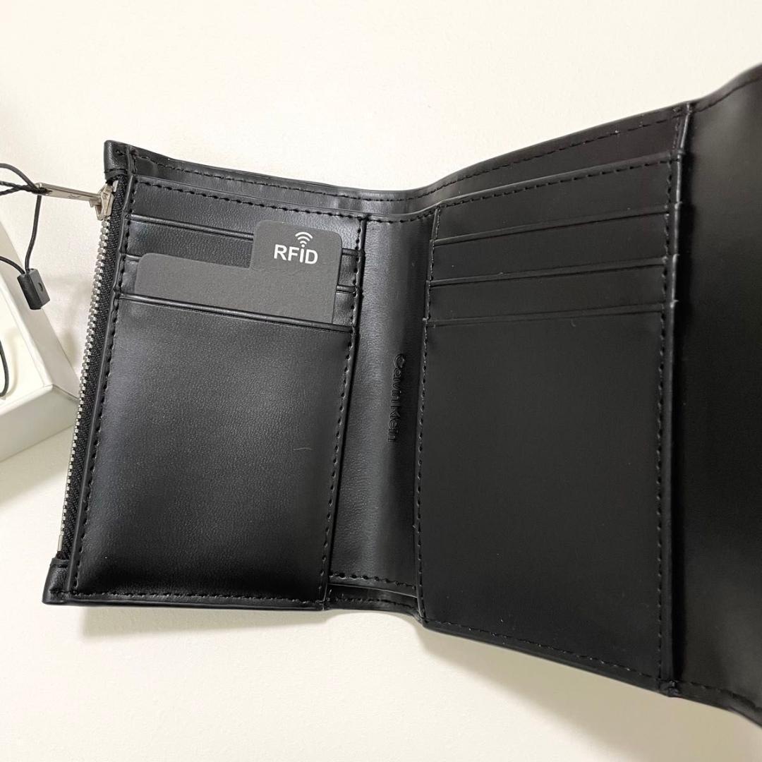 カルバンクライン 財布 ウォレット 三つ折り エンボスロゴ CK 黒 ラスト1個