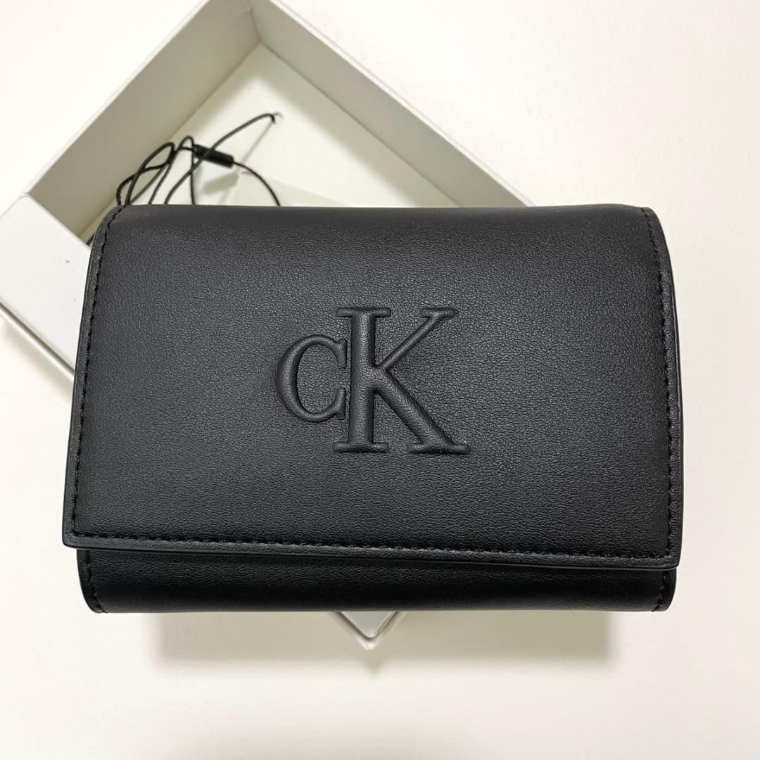 カルバンクライン 財布 ウォレット 三つ折り エンボスロゴ CK 黒 ラスト1個