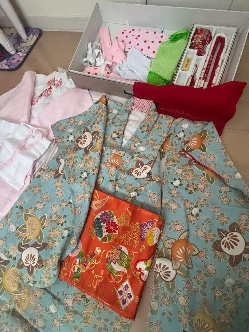 七五三 伝統的な着物セット　高級　浜縮緬　浜ちりめん