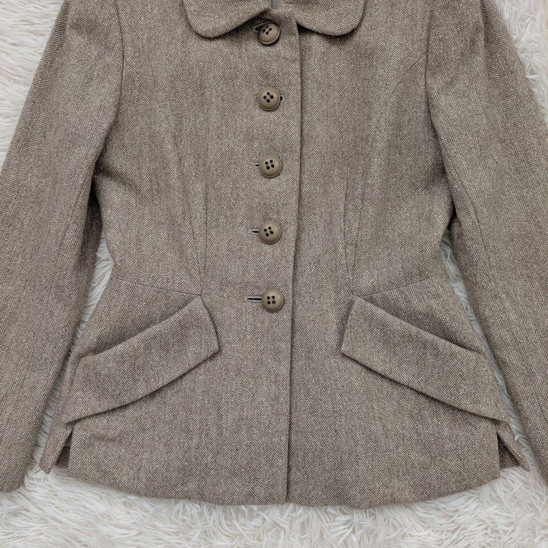 Christian Dior シルク混 ペプラム ツイードジャケット 7号