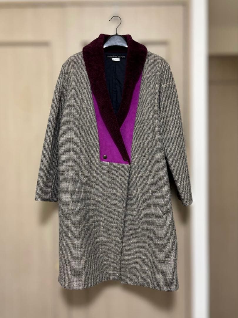 【Les Prairies de Paris】チェック柄デザインコート