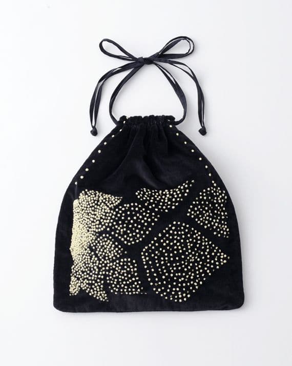 KHADI & CO ベロア刺繍バッグ/ロータス