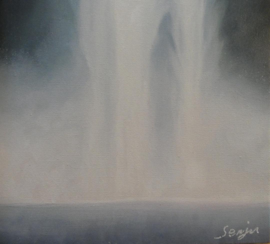 水心流弘道館林霊山 　千住博「風景」 サインF6サイズ額装済み 肉筆手描き