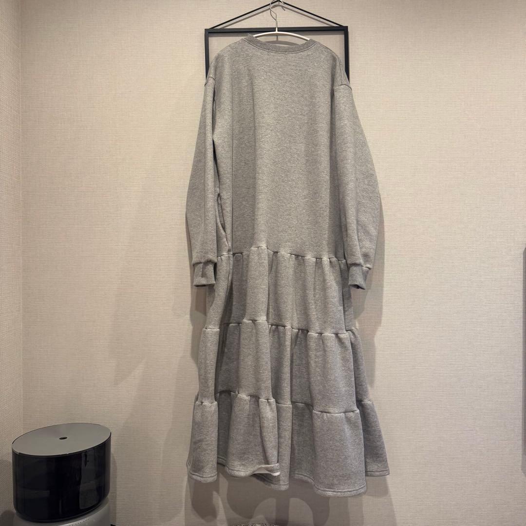 新品未使用　plusOTO.HA裏起毛ティアードスウェットワンピース/グレー