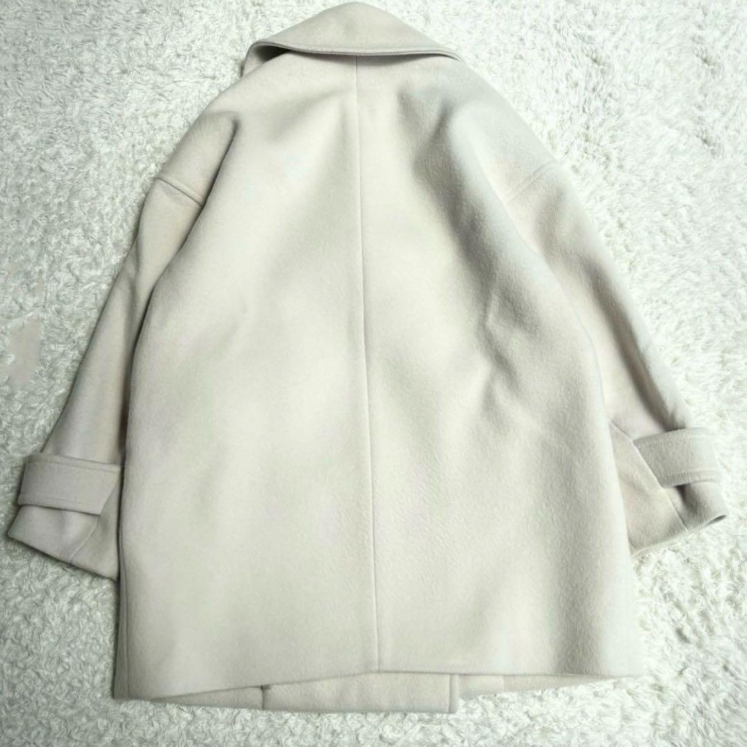 ebure エブール スーパー100sビーバーメルトンPコート アイボリー 36