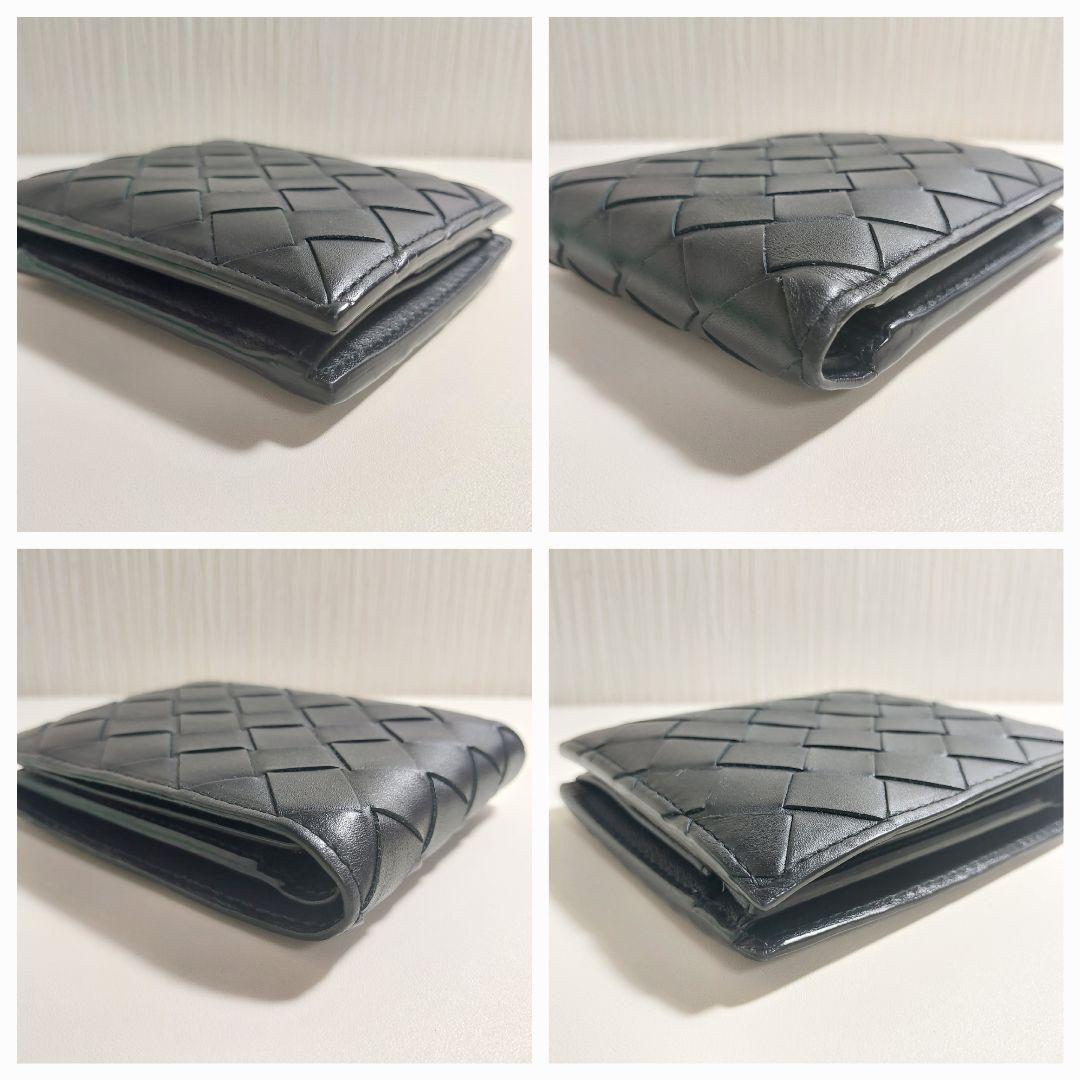 ボッテガヴェネタ イントレチャート 二つ折り財布 カーフ ブラック 749412