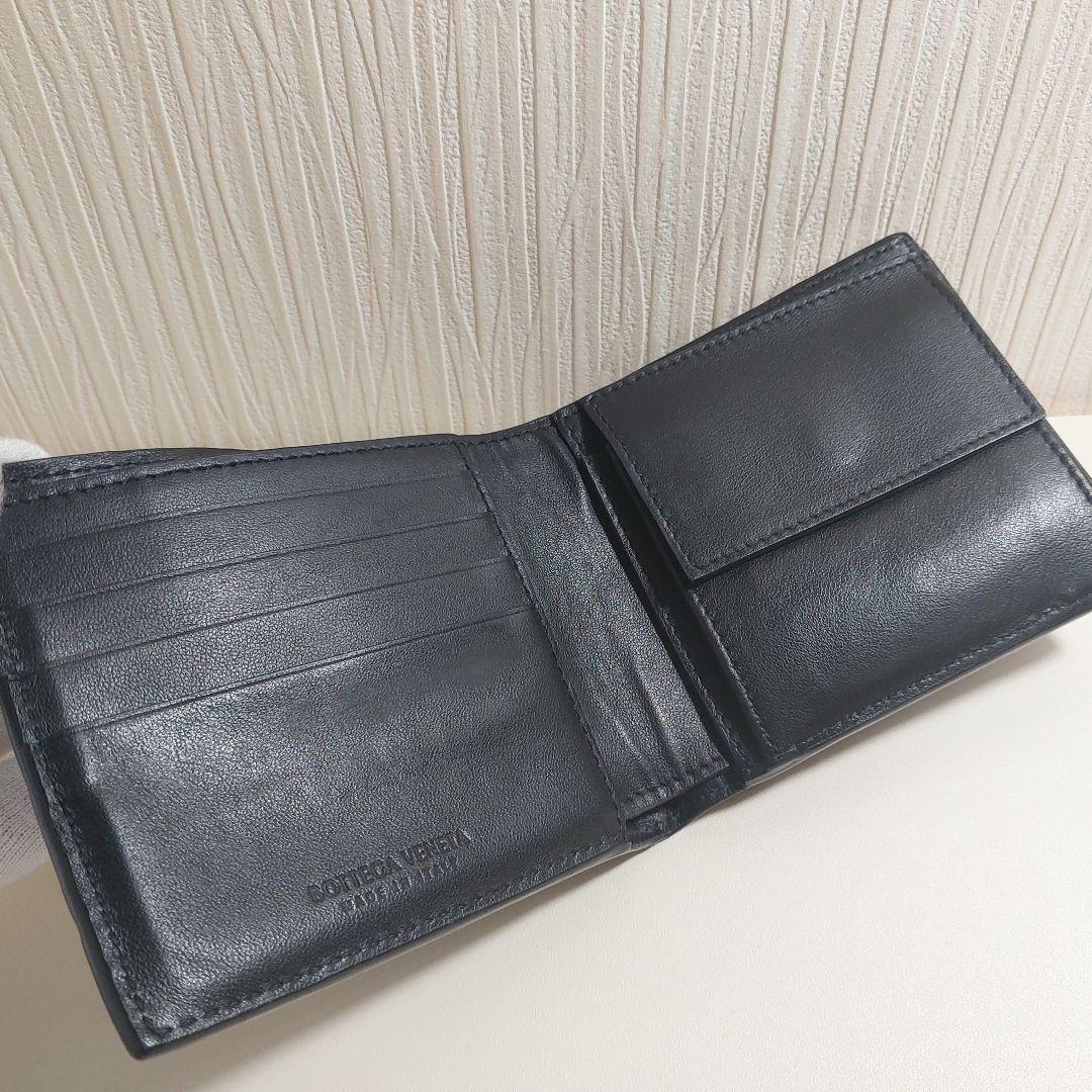 ボッテガヴェネタ イントレチャート 二つ折り財布 カーフ ブラック 749412