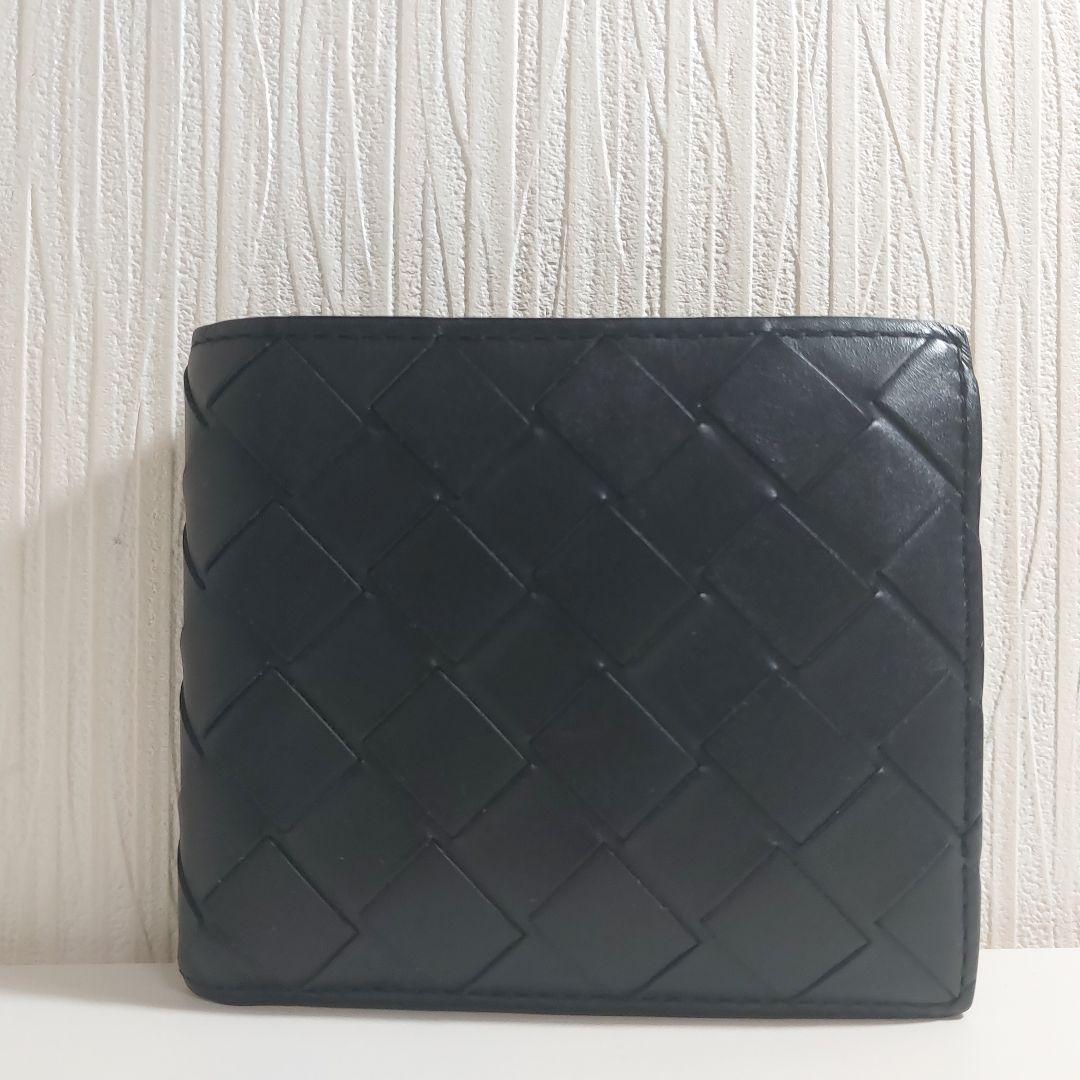 ボッテガヴェネタ イントレチャート 二つ折り財布 カーフ ブラック 749412