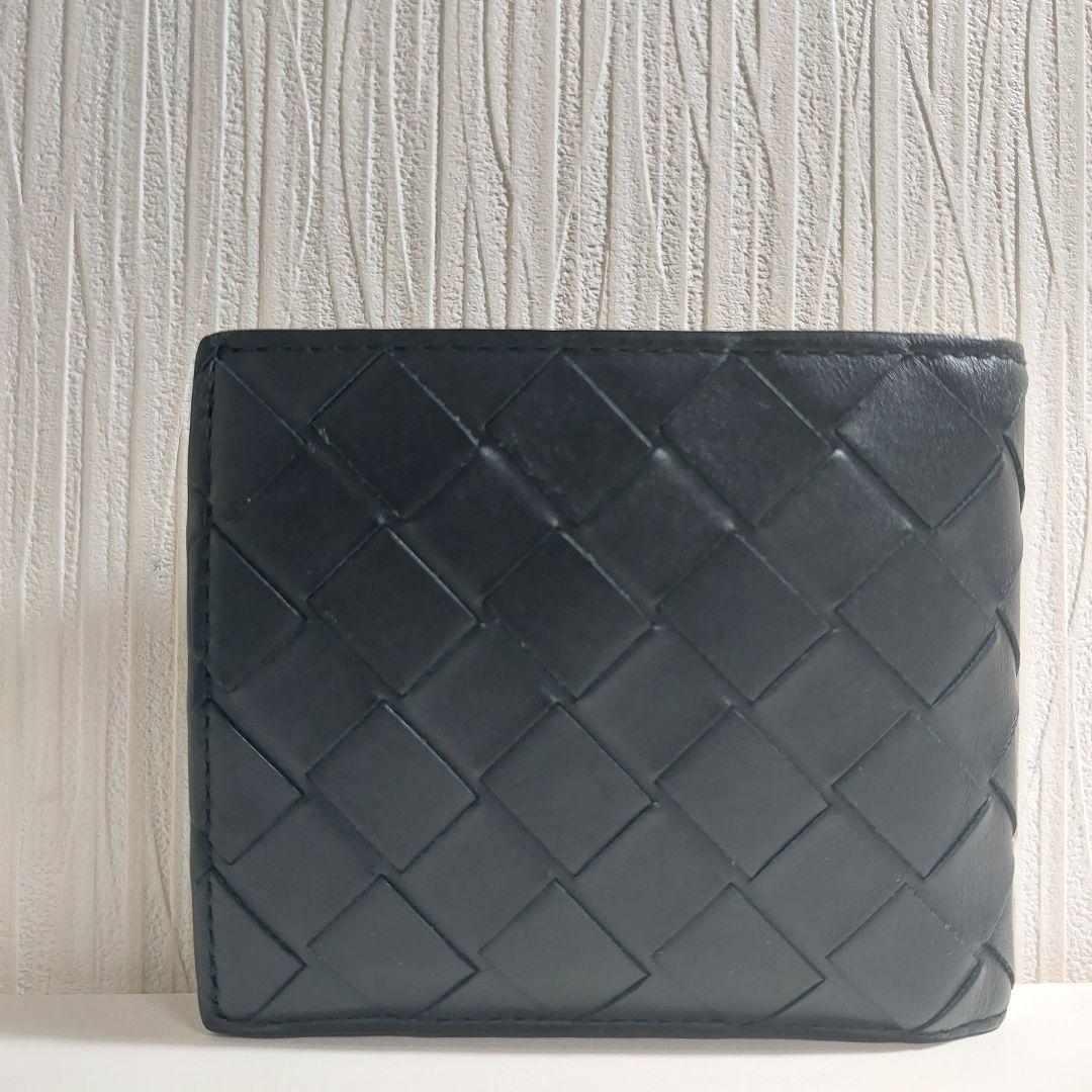 ボッテガヴェネタ イントレチャート 二つ折り財布 カーフ ブラック 749412
