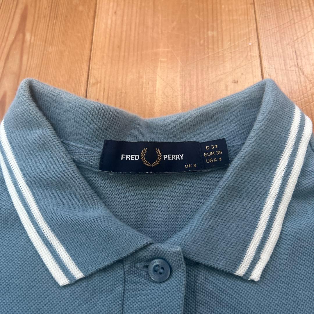 大人気　G3600 フレッドペリー　ポロシャツ　半袖　36 S 水色　白