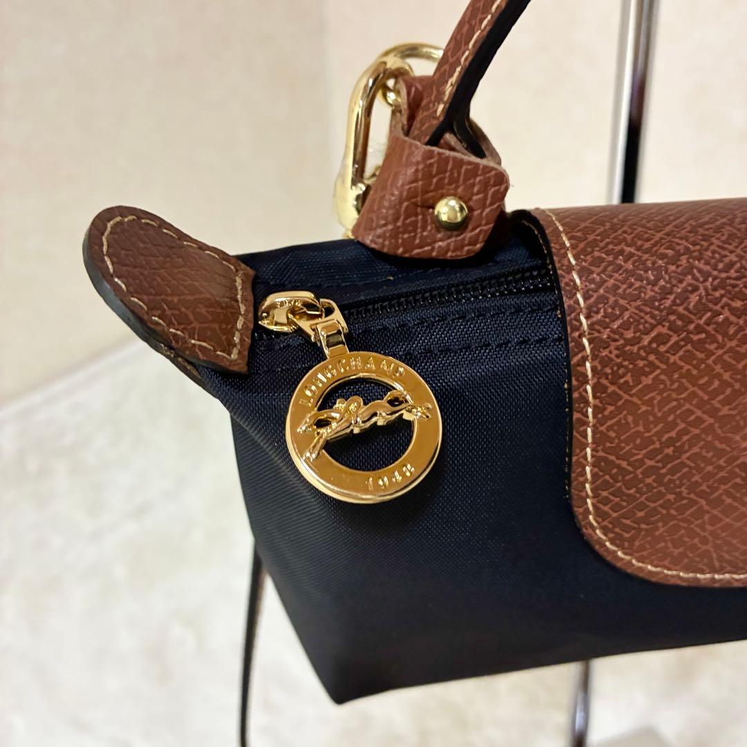 ロンシャン ミニトートバッグ 2way ショルダー付き ナイロン 本革