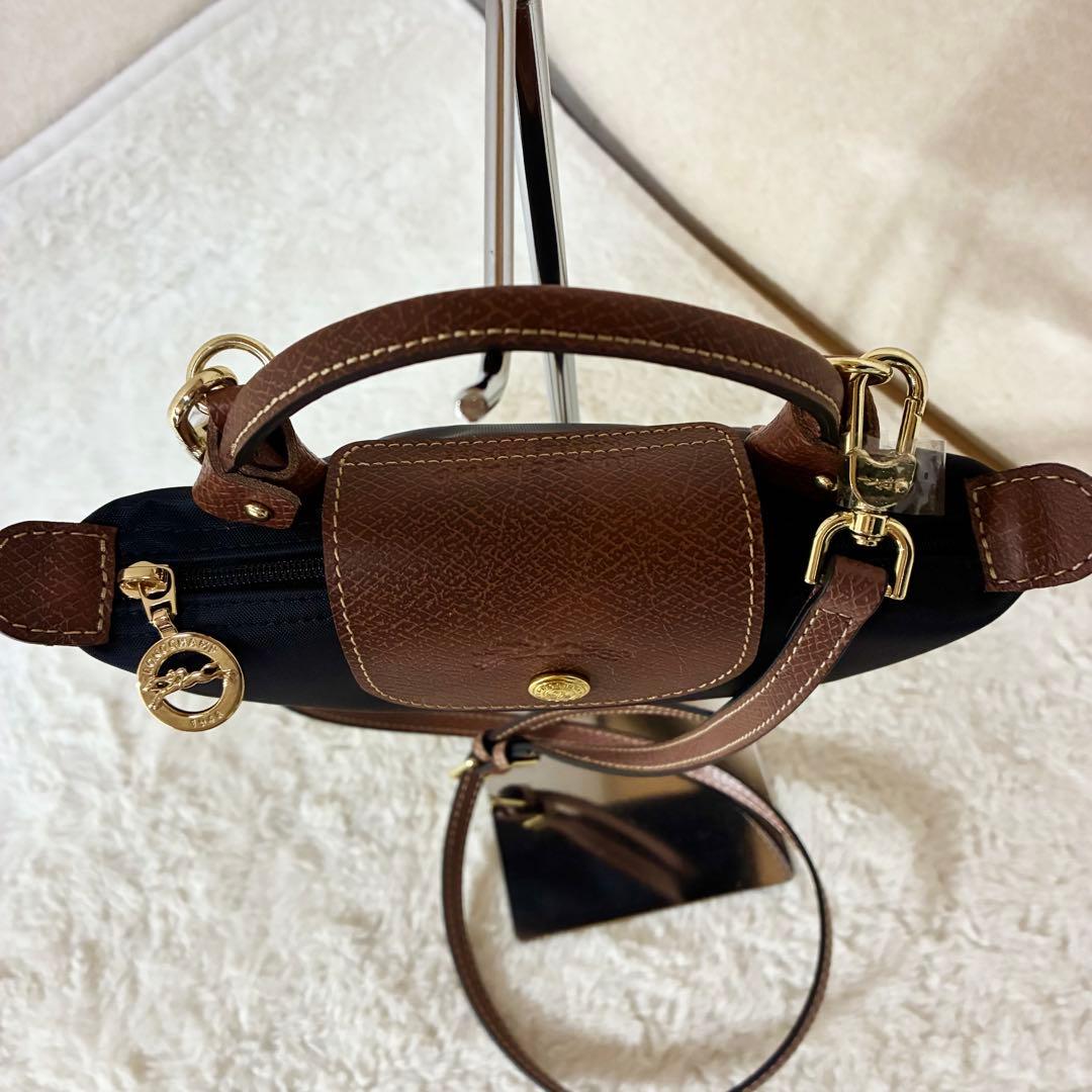 ロンシャン ミニトートバッグ 2way ショルダー付き ナイロン 本革