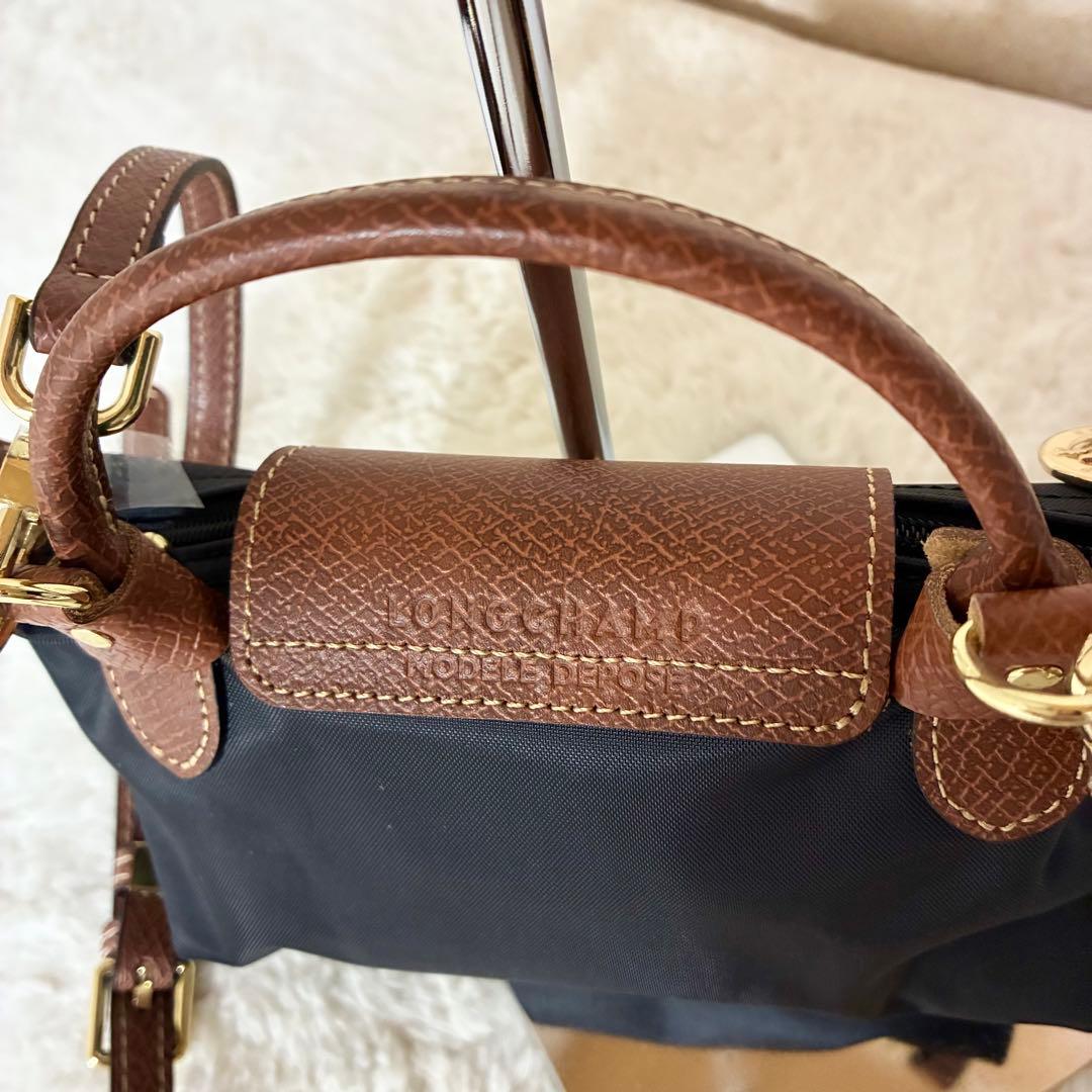 ロンシャン ミニトートバッグ 2way ショルダー付き ナイロン 本革