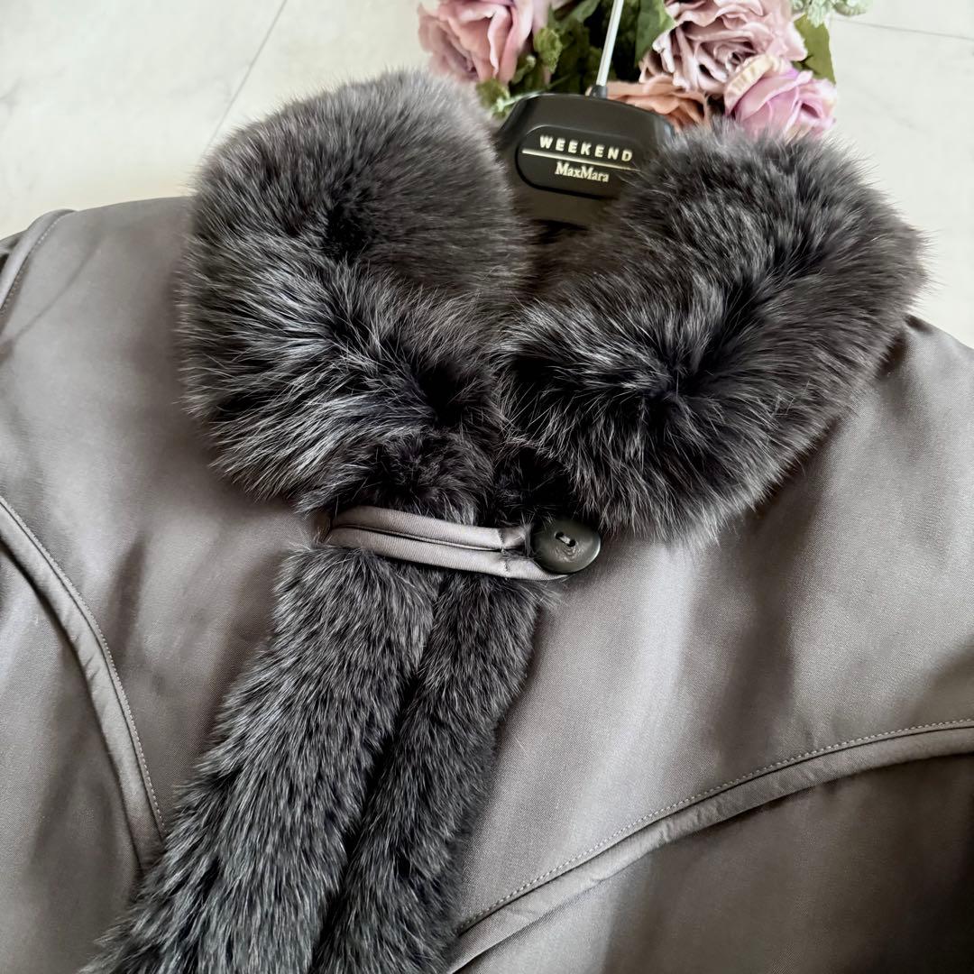 フォックスファートリミング シルク100%コート チキアンラムライナー 毛皮