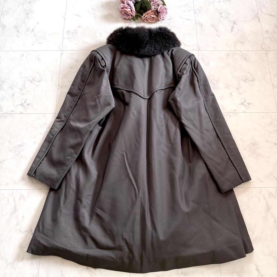 フォックスファートリミング シルク100%コート チキアンラムライナー 毛皮