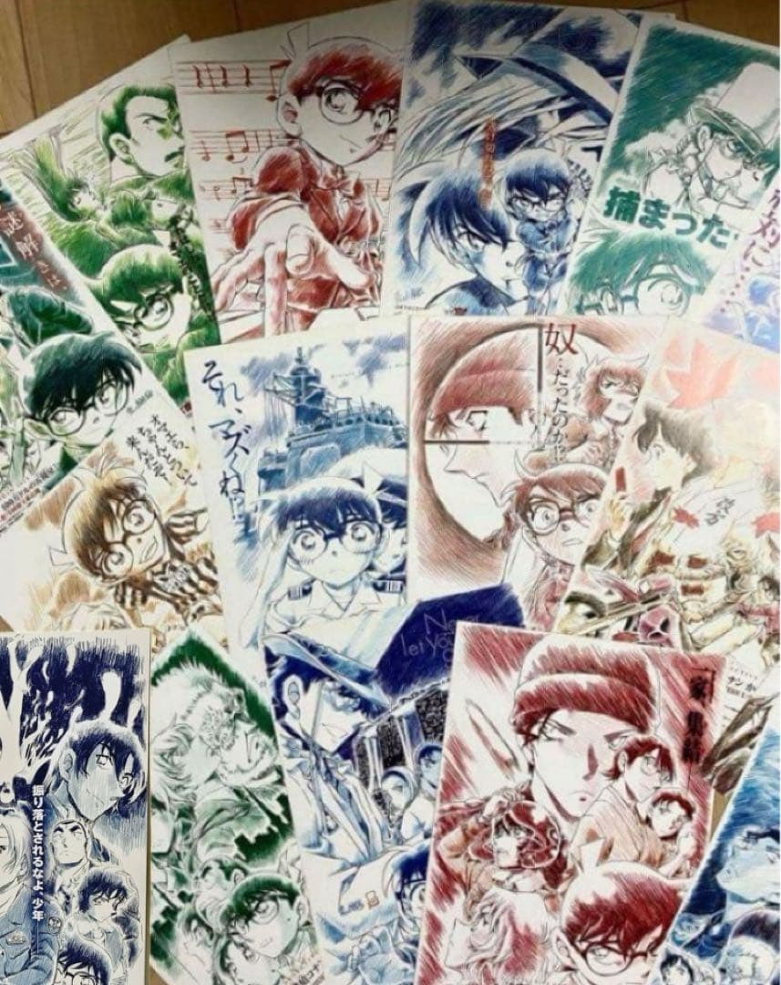 【希少】名探偵コナン　映画　原画イラストフライヤー チラシ23枚　青山剛昌