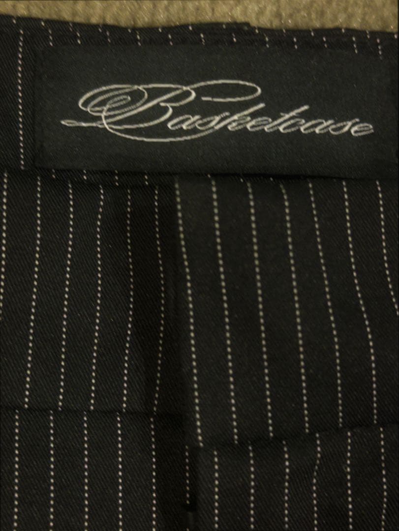 push push似のストライプ ワイドパンツ ブラック