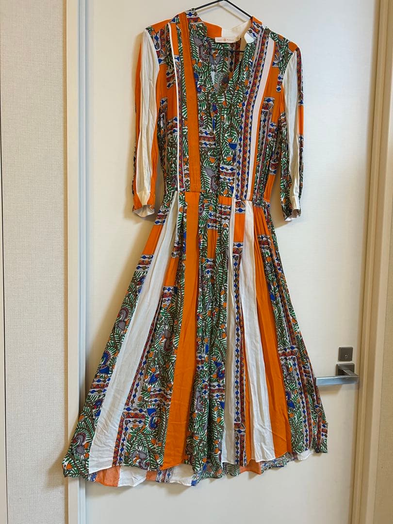tory burch 鳥柄ワンピース　ボタニカル柄　ジャングル柄