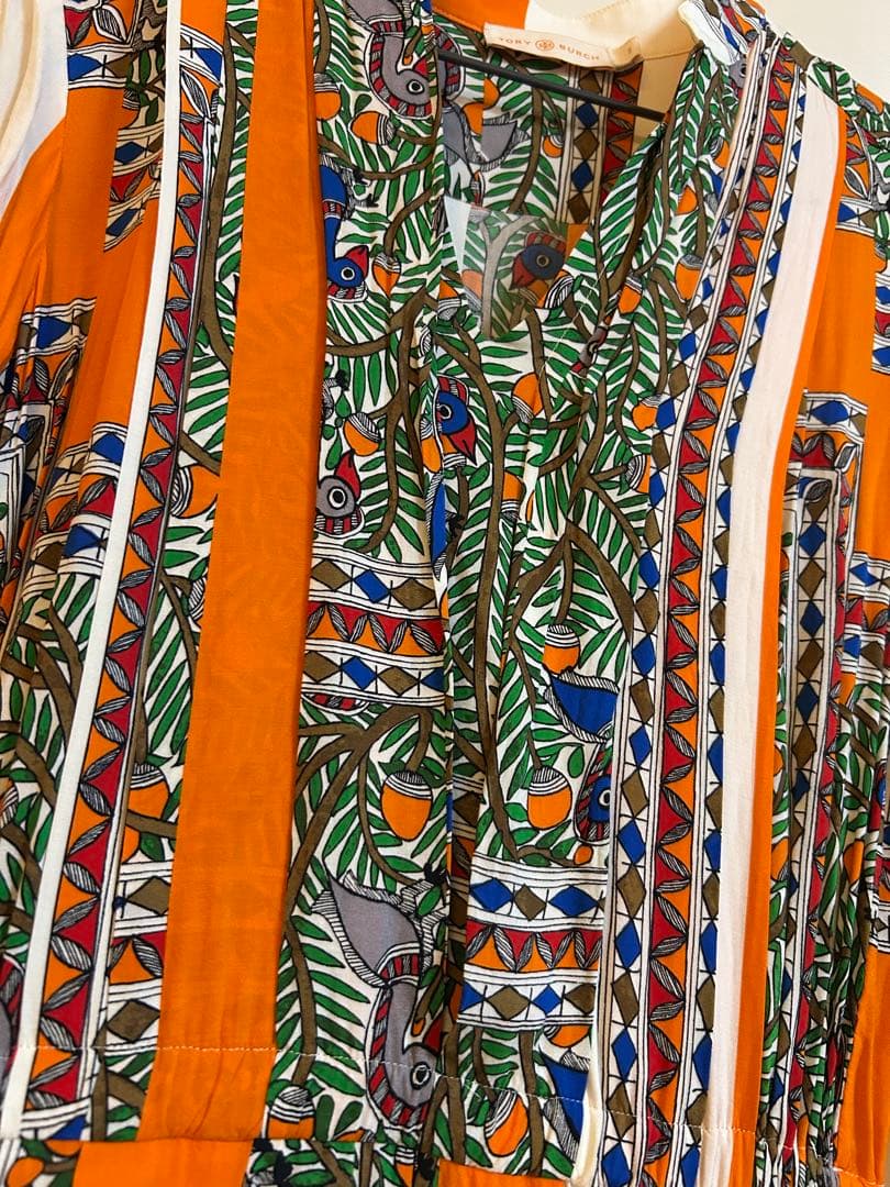 tory burch 鳥柄ワンピース　ボタニカル柄　ジャングル柄