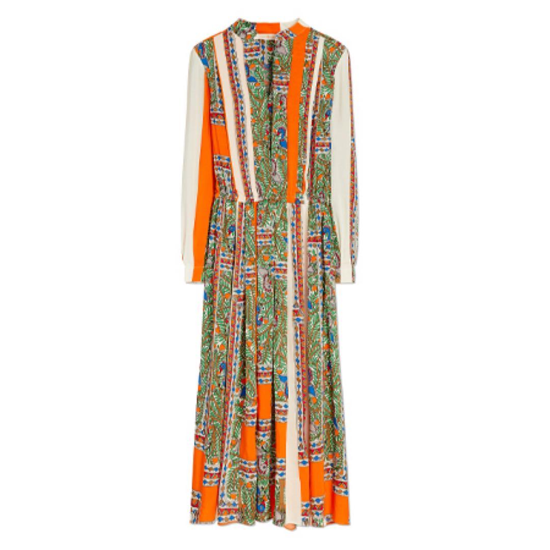 tory burch 鳥柄ワンピース　ボタニカル柄　ジャングル柄