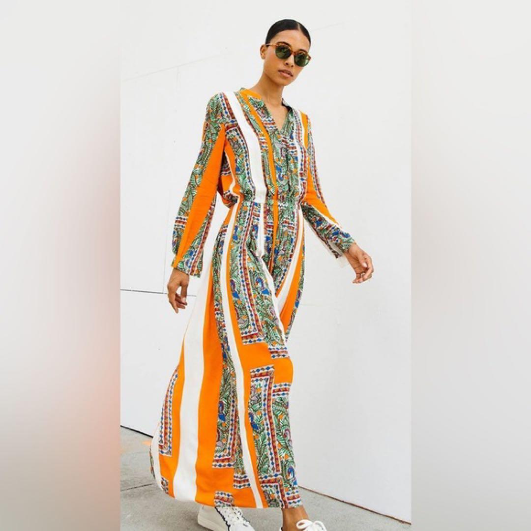 tory burch 鳥柄ワンピース　ボタニカル柄　ジャングル柄