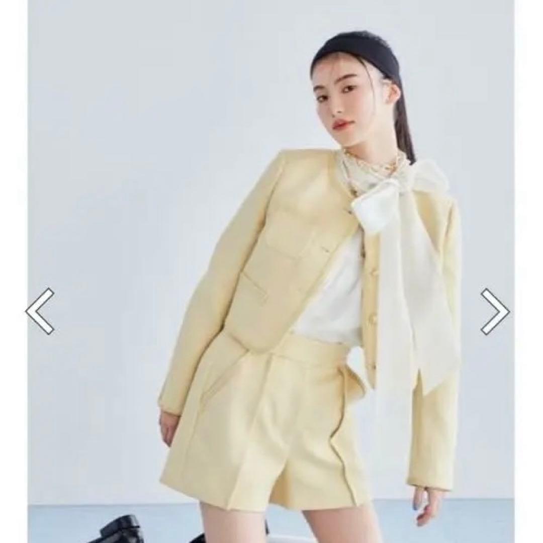 はるか様　リリーブラウン　ラメツイードジャケット　イエロー