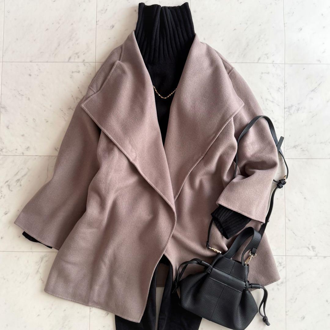 美品 ノーブル 定価5.3万円 ウール リバー オーバーコート◆ベージュ