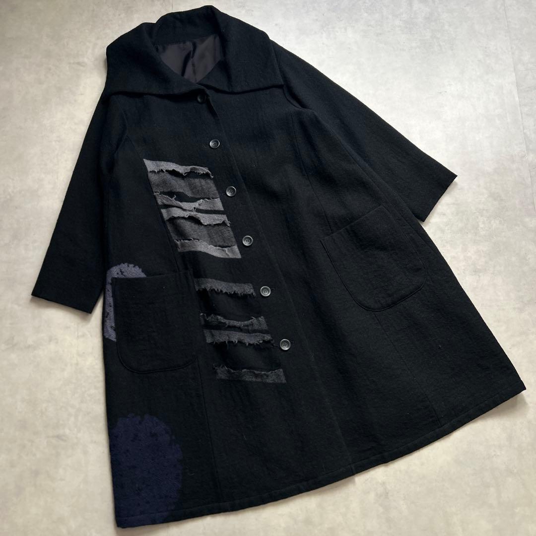新品未使用　慈雨　センソユニコ　ウール　ロングコート　ブラック