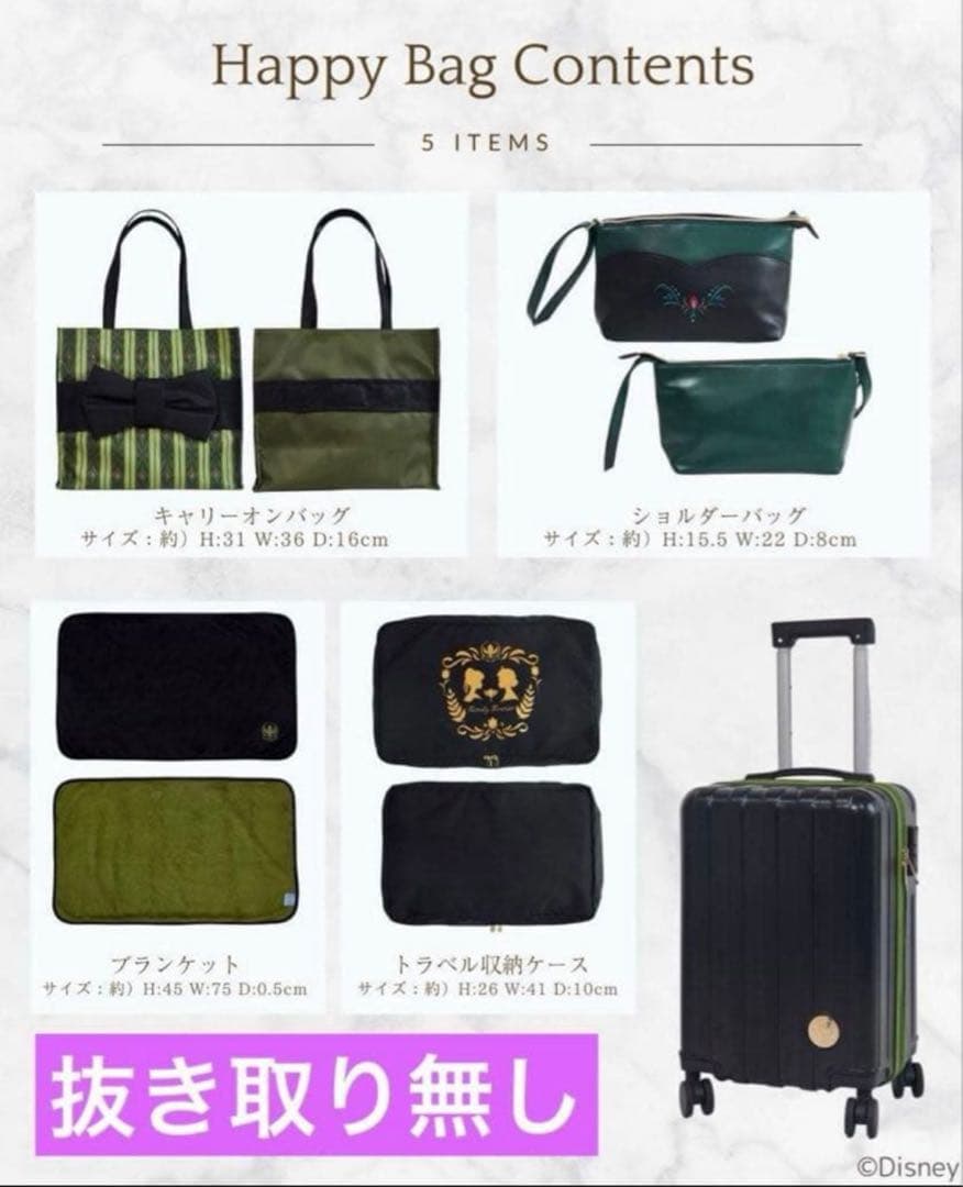 け*い様 しまむらちはるコラボ　キャリーケース他5点セット　アナ雪　ハッピーバッ
