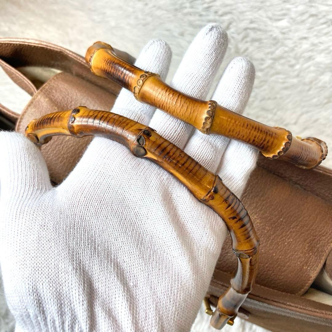 GUCCI トートバッグ ダイアナ バンブー レザー ハンドバッグ ブラウン
