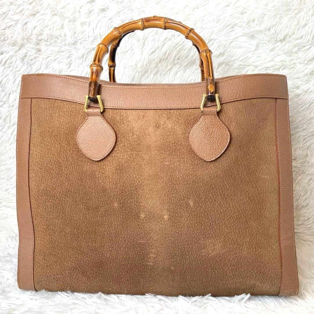 GUCCI トートバッグ ダイアナ バンブー レザー ハンドバッグ ブラウン