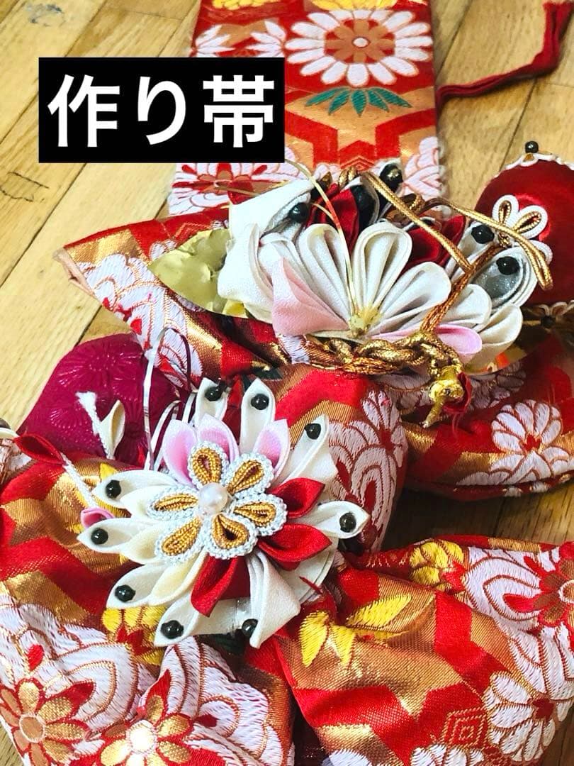 正絹️‼️七五三 七歳‼人気 赤地 御所車に手毬 金糸刺繍‼️金彩箔 豪華安心セット‼️