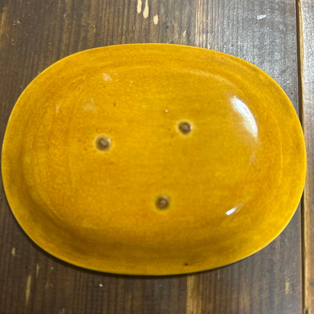 H*a様 珉平焼き　明平焼き　龍紋図　楕円形　淡路焼　菓子皿　豆皿　４枚　骨董品