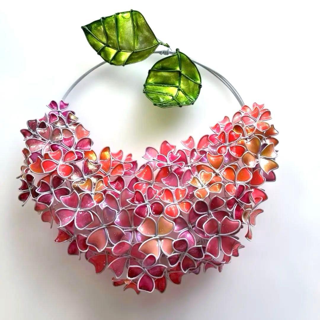 一点物　パーティーピンク　紫陽花ハーフリース　ワイヤークラフト　ディップアート