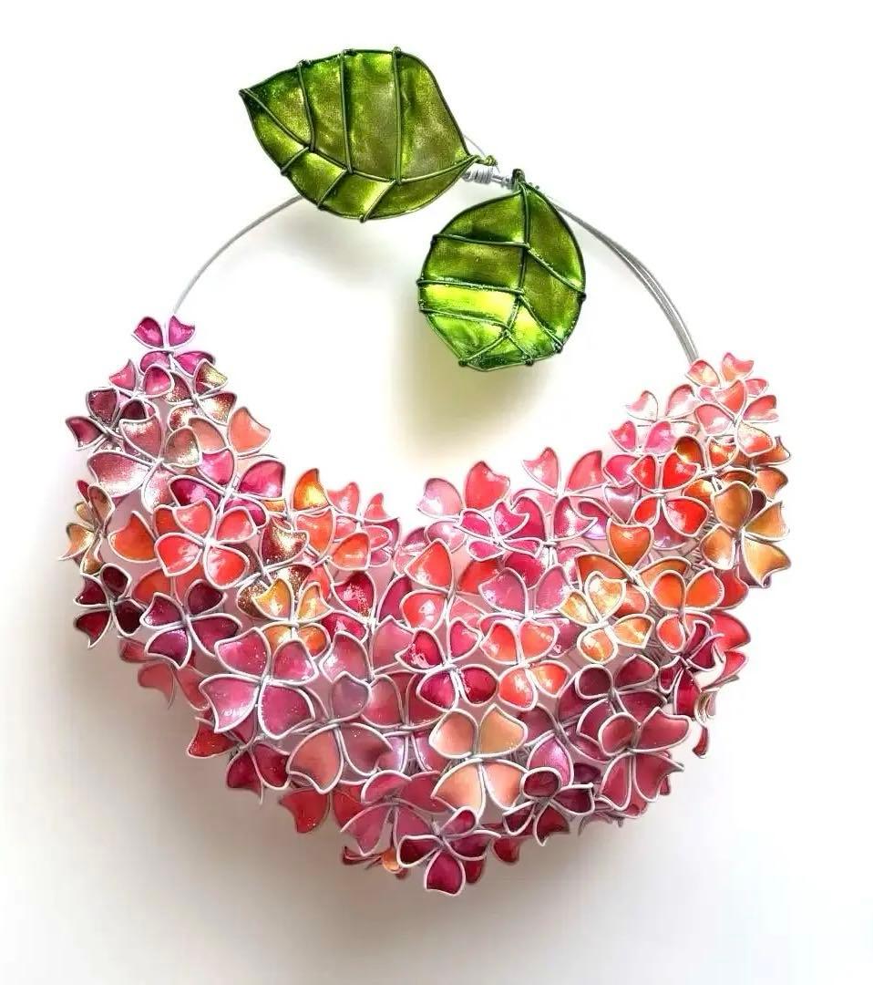 一点物　パーティーピンク　紫陽花ハーフリース　ワイヤークラフト　ディップアート