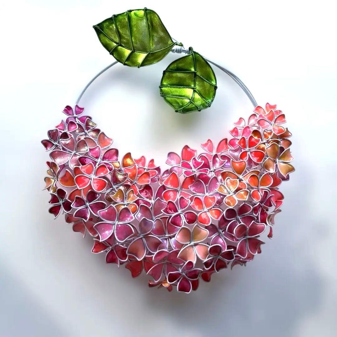 一点物　パーティーピンク　紫陽花ハーフリース　ワイヤークラフト　ディップアート