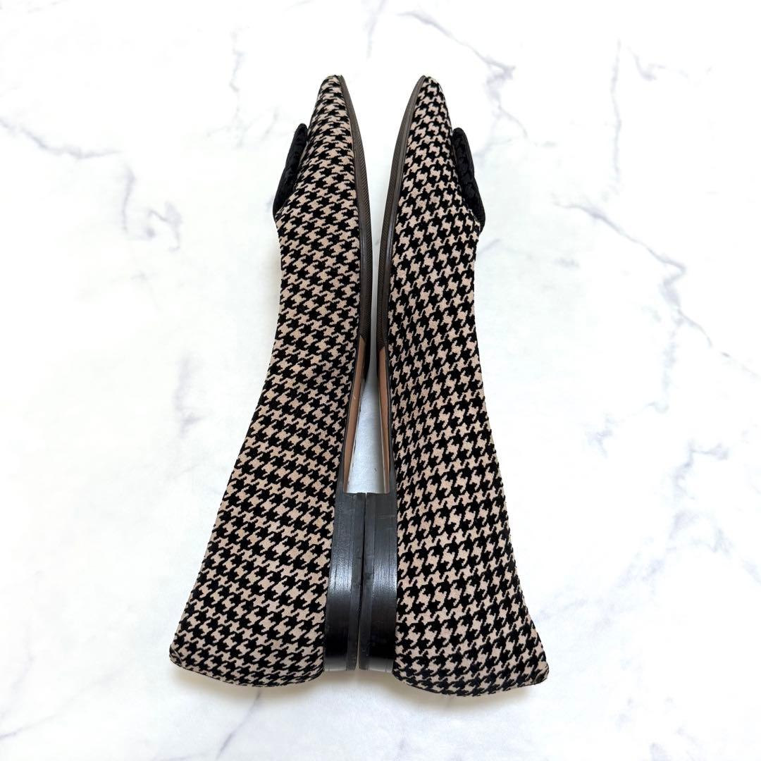 ペリーコ　フラットシューズ　千鳥格子　アネッリフィッビア　25cm　ベージュ