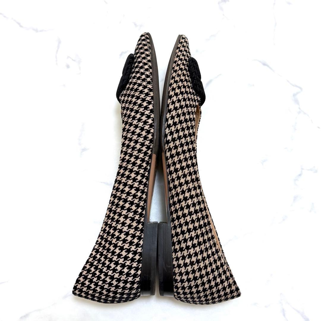 ペリーコ　フラットシューズ　千鳥格子　アネッリフィッビア　25cm　ベージュ