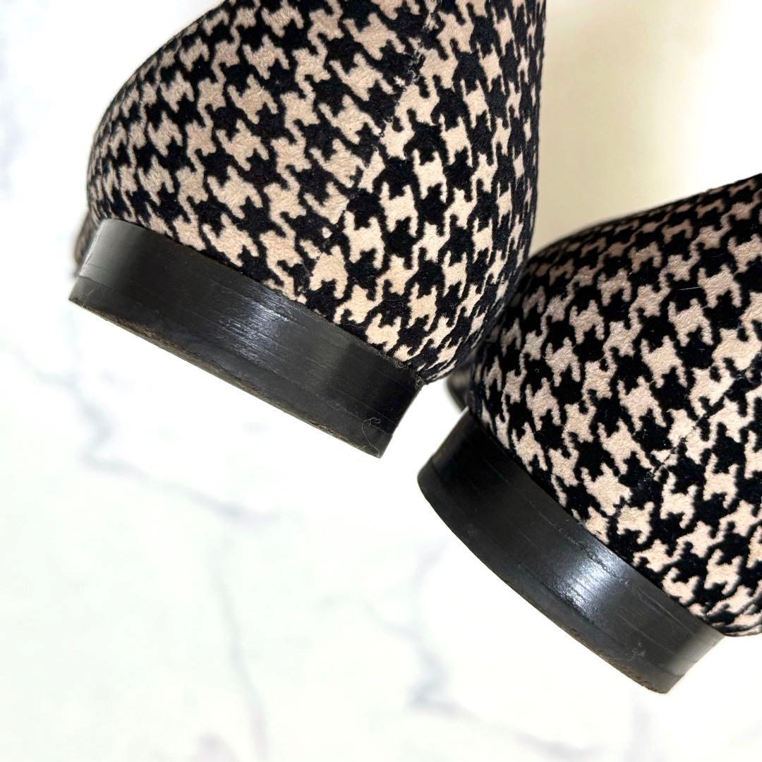 ペリーコ　フラットシューズ　千鳥格子　アネッリフィッビア　25cm　ベージュ