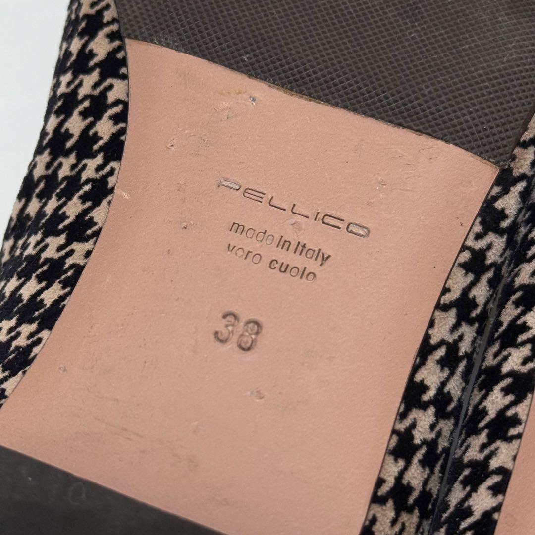 ペリーコ　フラットシューズ　千鳥格子　アネッリフィッビア　25cm　ベージュ