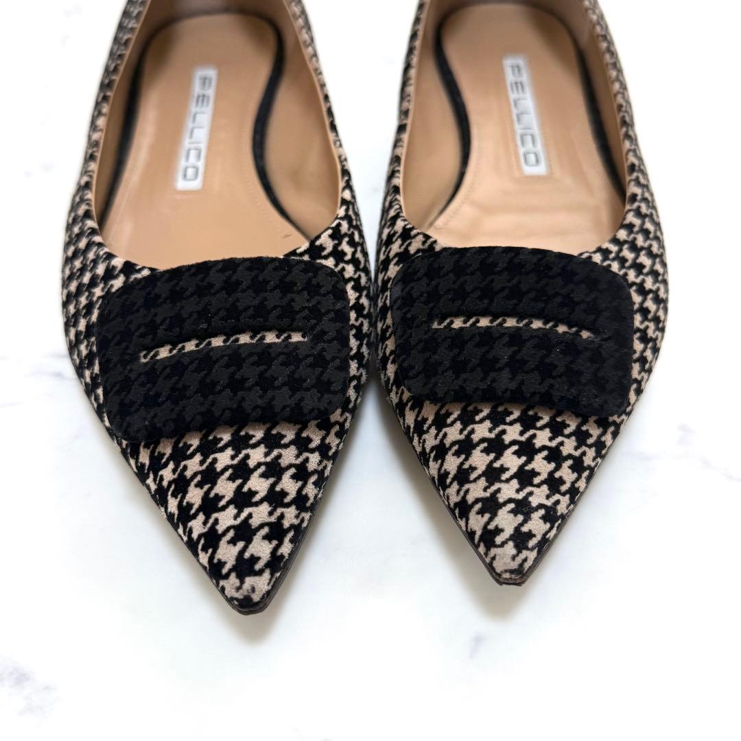 ペリーコ　フラットシューズ　千鳥格子　アネッリフィッビア　25cm　ベージュ