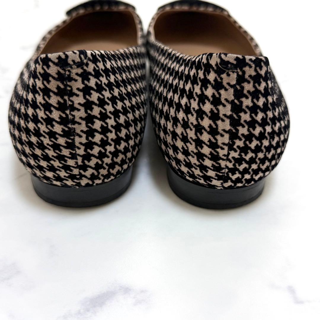 ペリーコ　フラットシューズ　千鳥格子　アネッリフィッビア　25cm　ベージュ