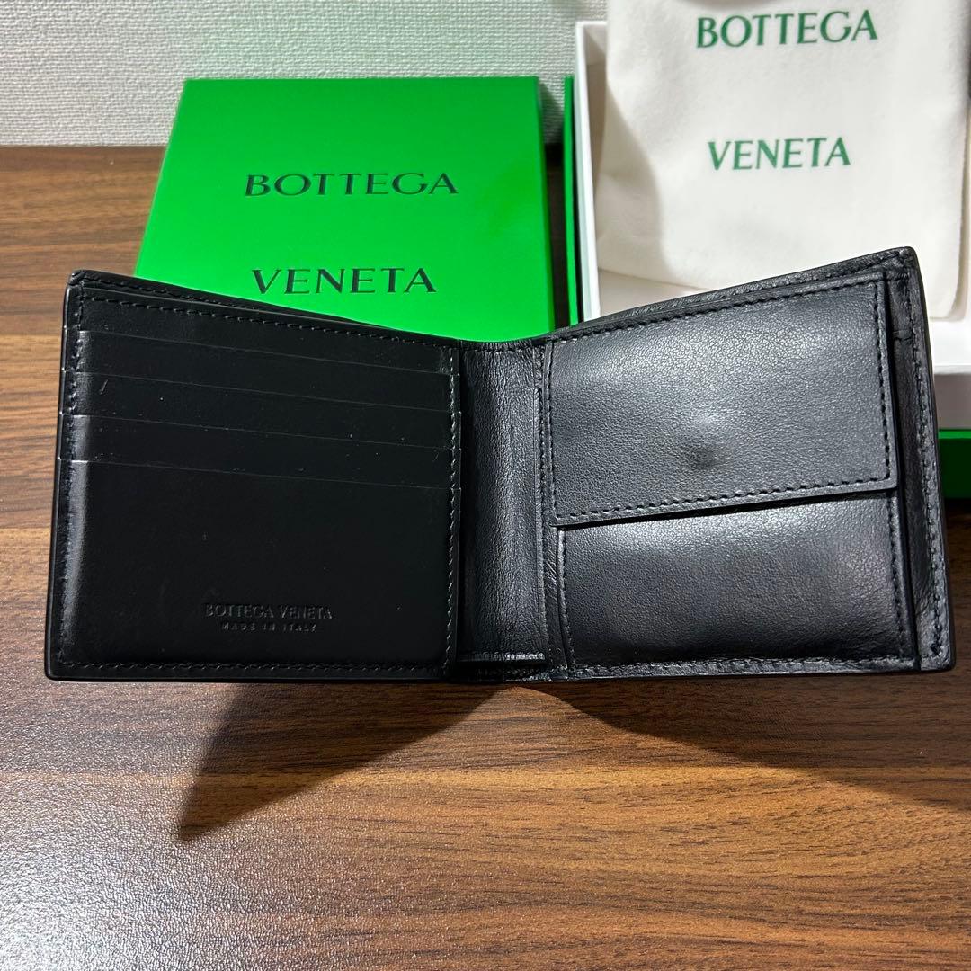 BOTTEGA VENETA／イントレチャートパース付二つ折ウォレット／黒