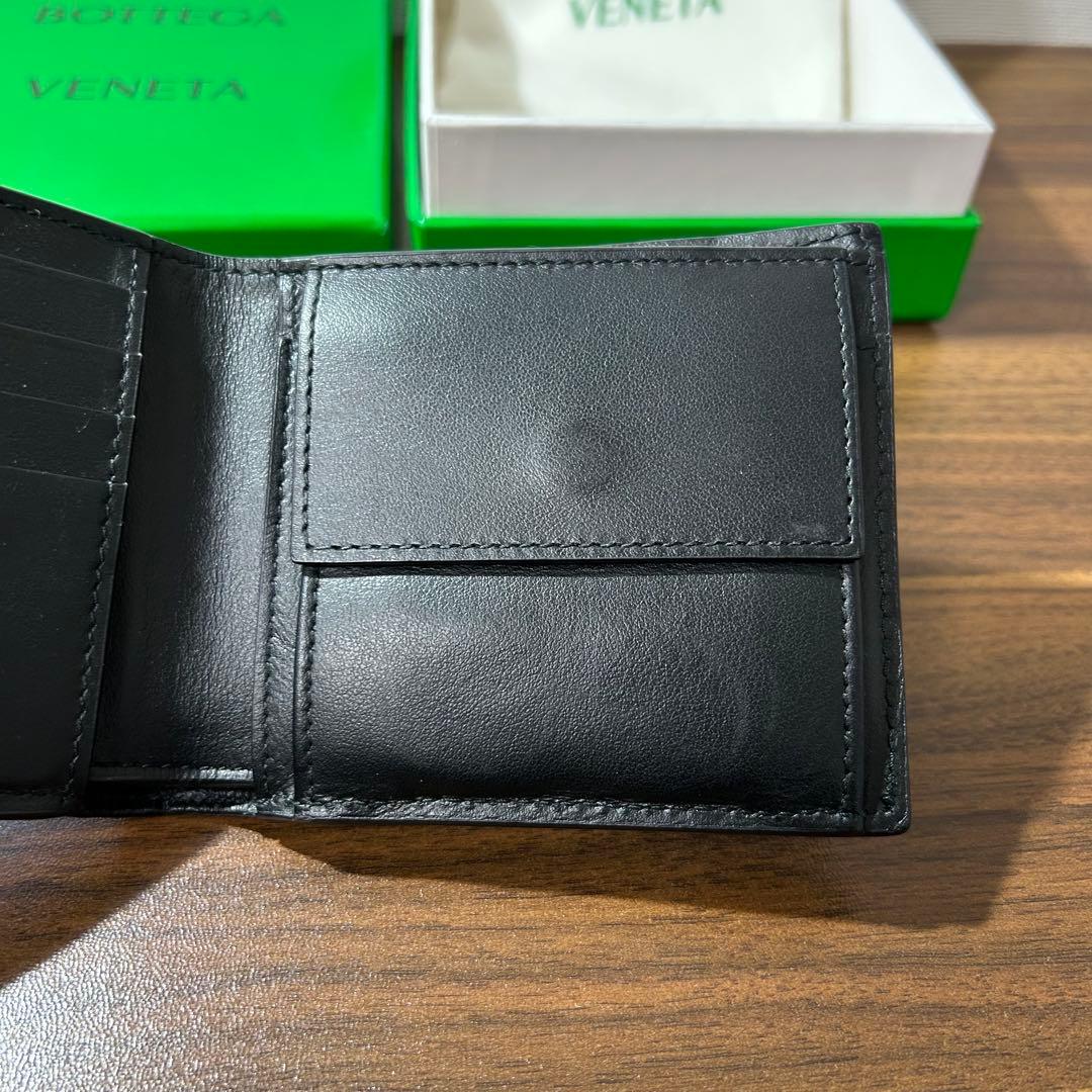 BOTTEGA VENETA／イントレチャートパース付二つ折ウォレット／黒