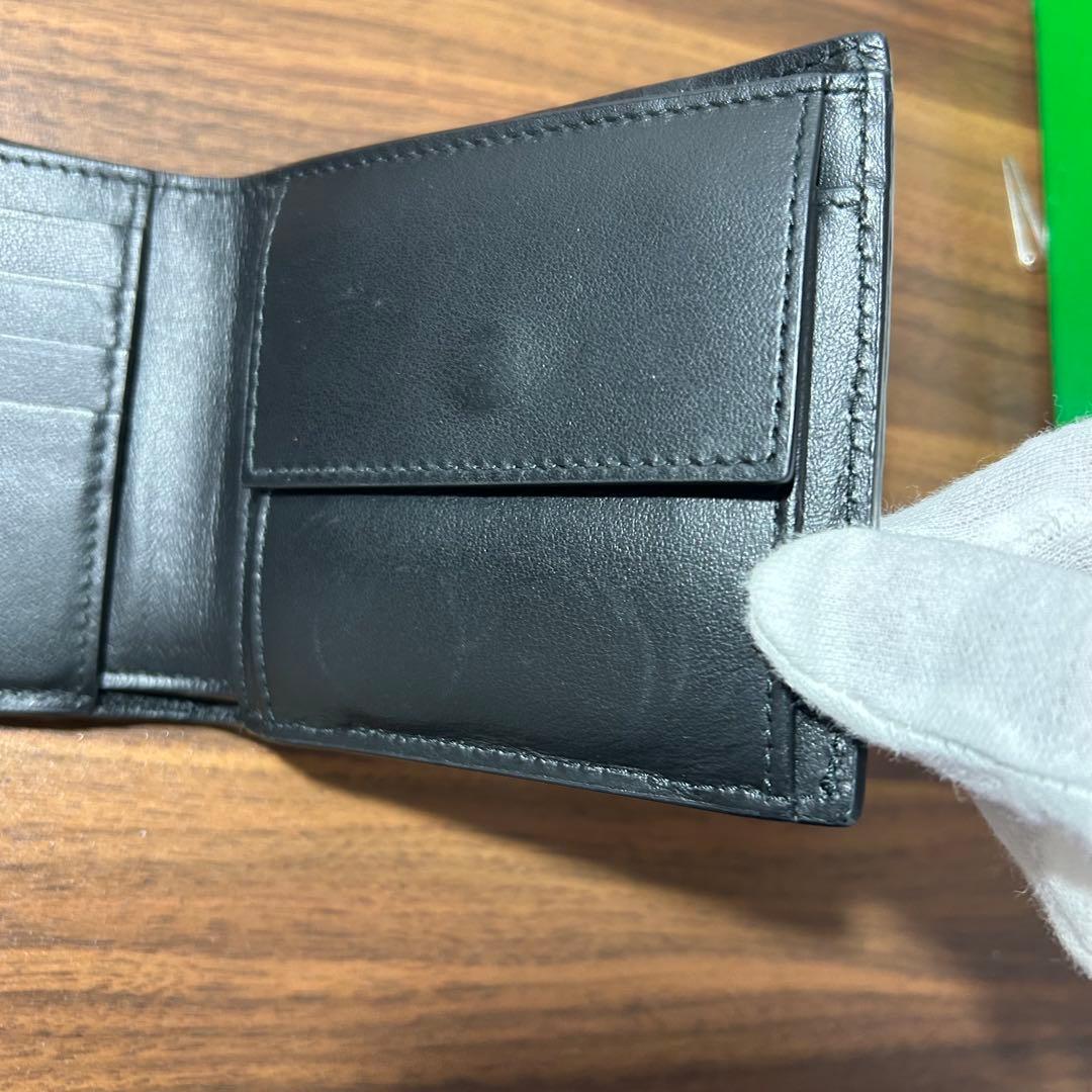 BOTTEGA VENETA／イントレチャートパース付二つ折ウォレット／黒