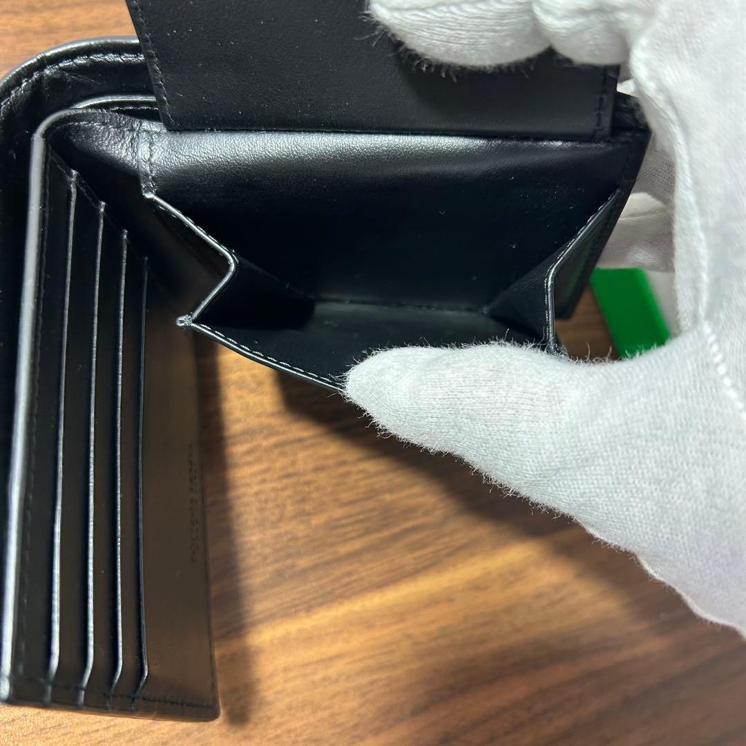 BOTTEGA VENETA／イントレチャートパース付二つ折ウォレット／黒