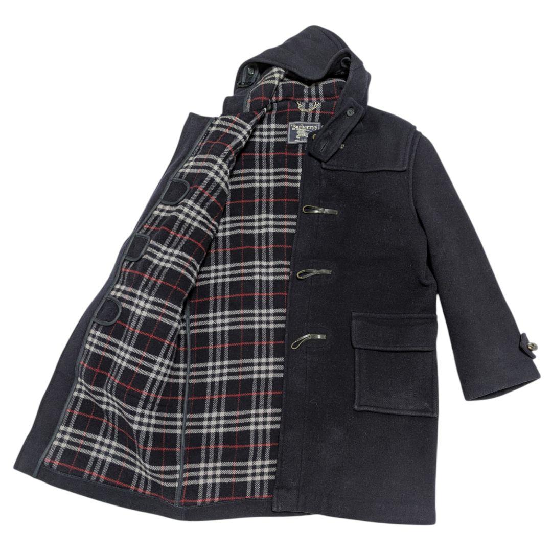 90s バーバリー ダッフルコート ネイビー ウール ノバチェック メンズXL