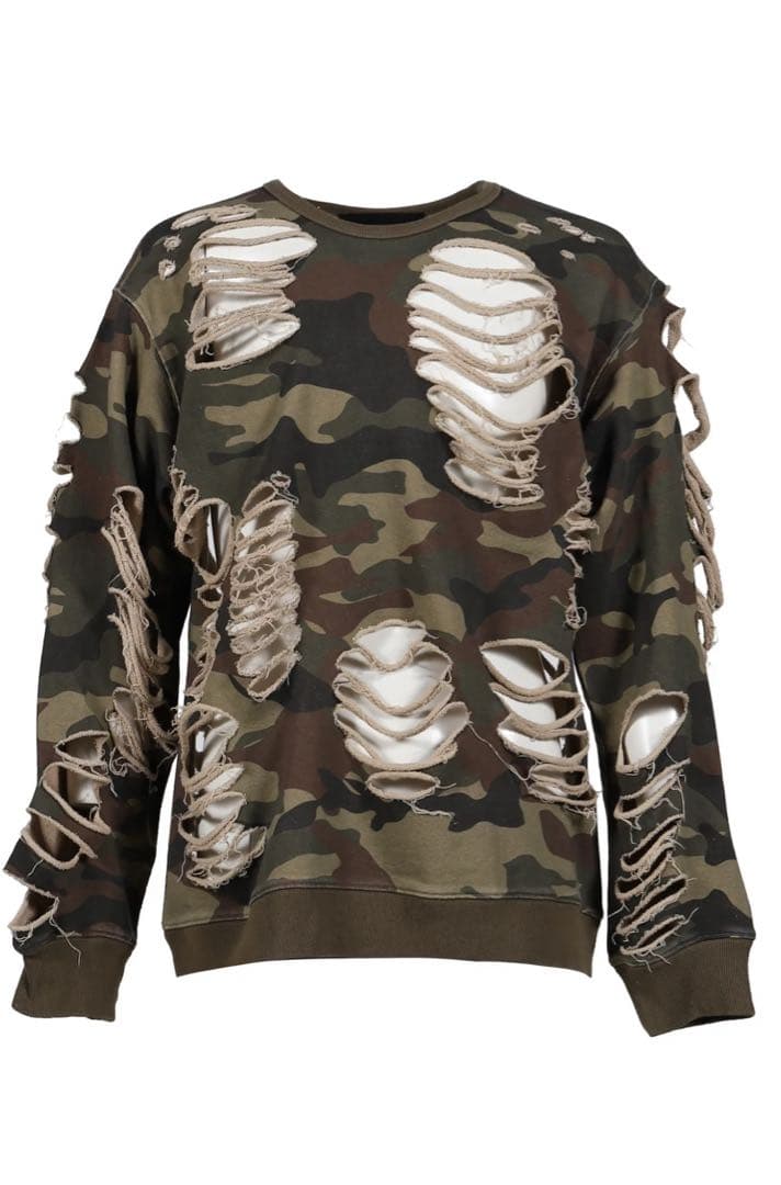 junnakayama ダメージスウェット　迷彩　カモフラ柄