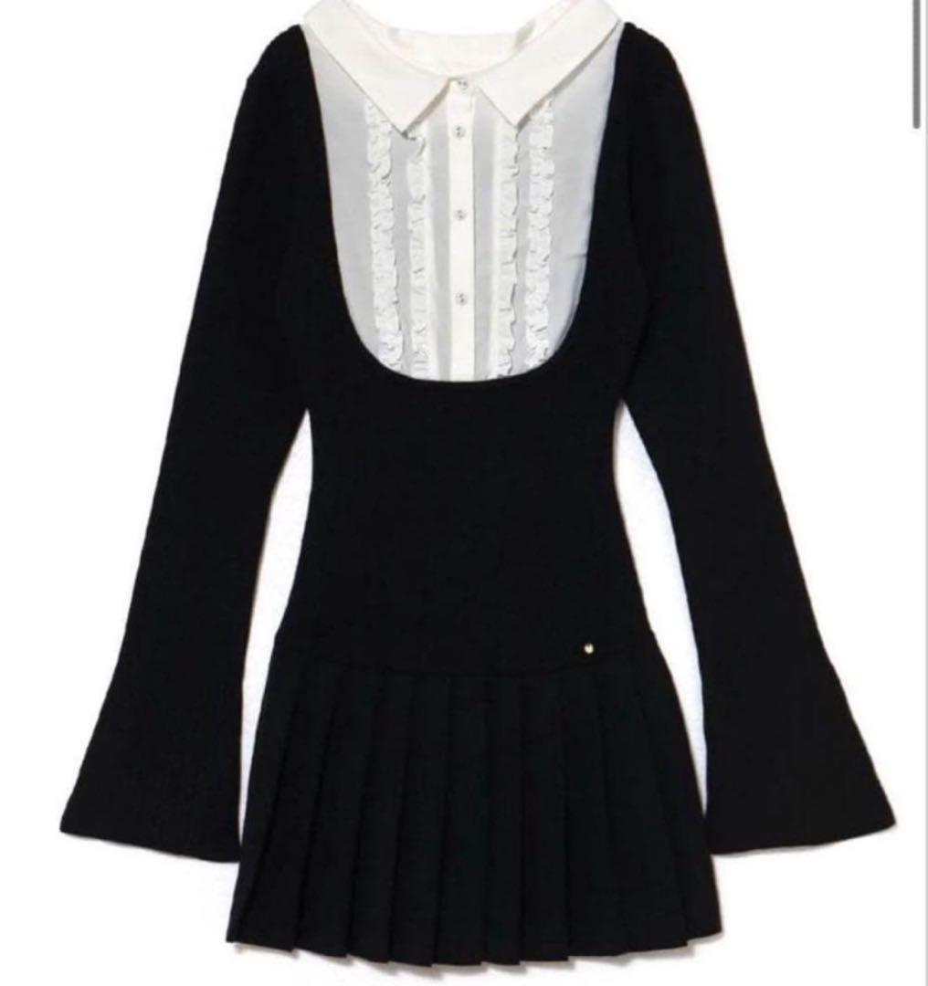 ANDMARY Lotta frill mini dress ブラック