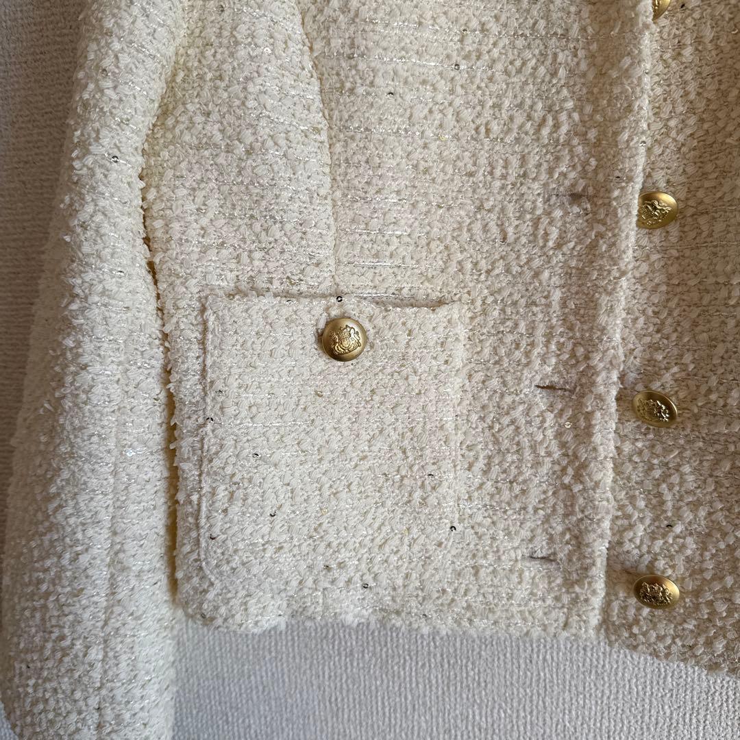 【新品】　ジャスグリッティー　キラキラツイードジャケット　オフ白
